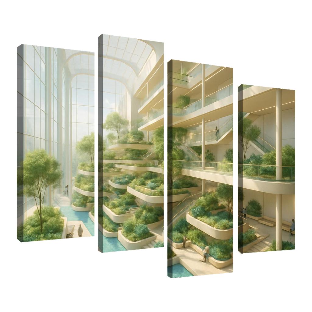 Luminous Terraced Atrium oil paintings frame
