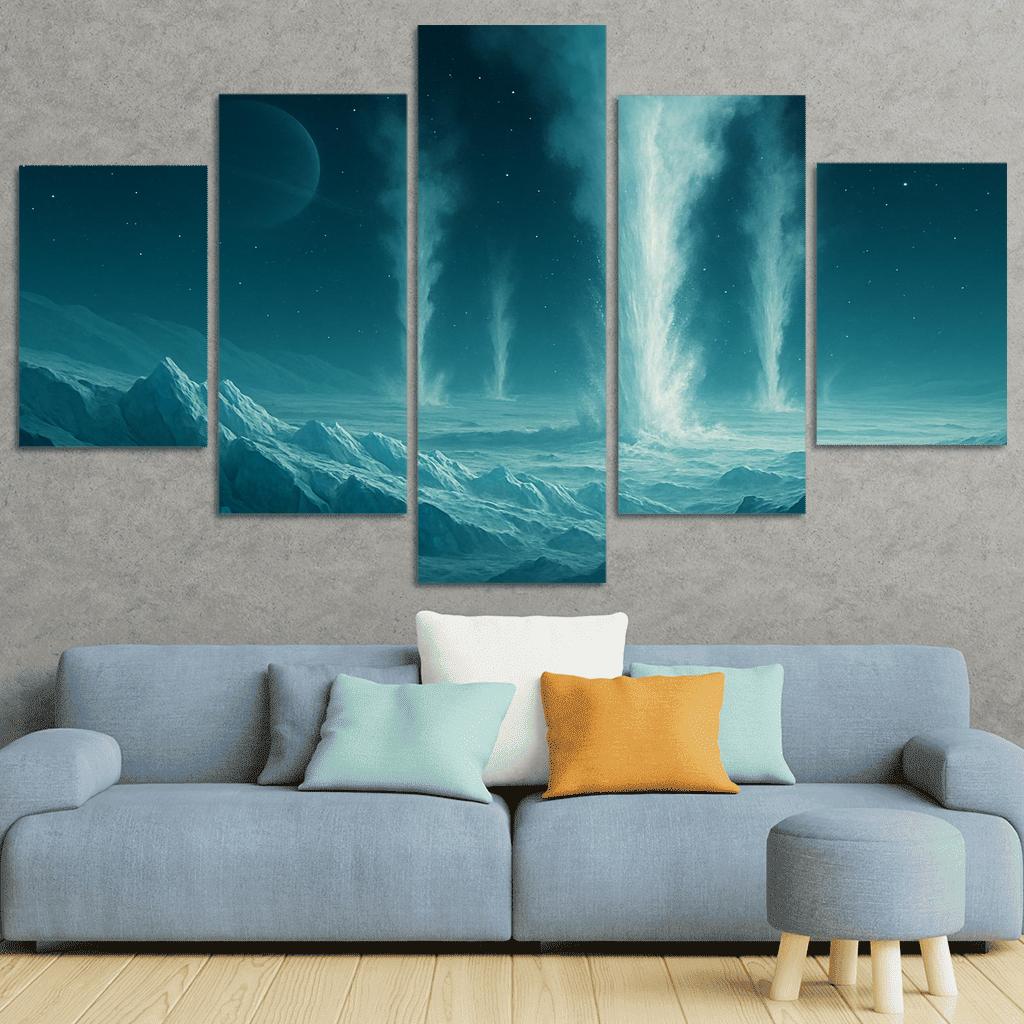 Cryovolcanism On Icy Dwarf Worlds multi-panel paintings