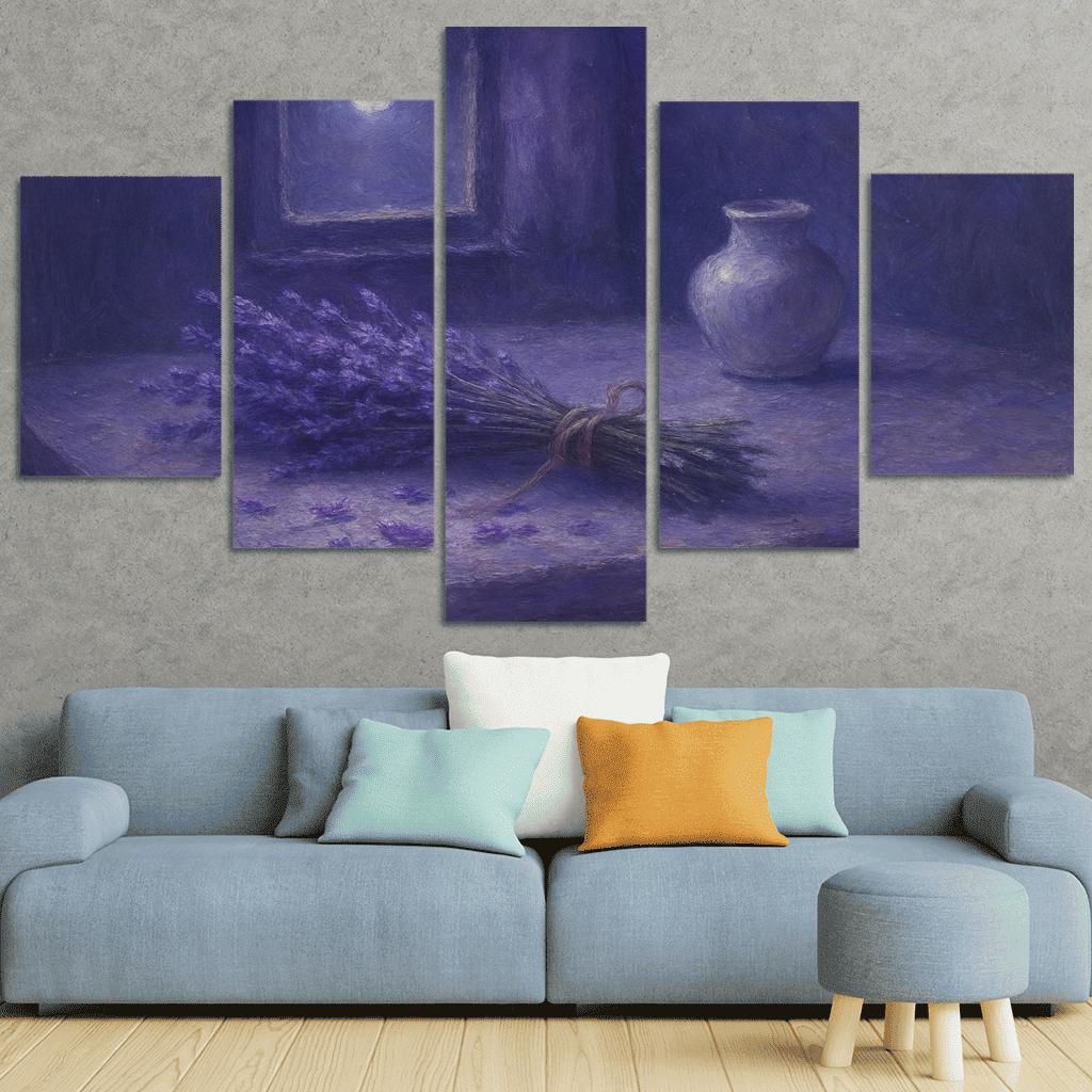 Moonlit Lavender Atelier abstract paintings frame