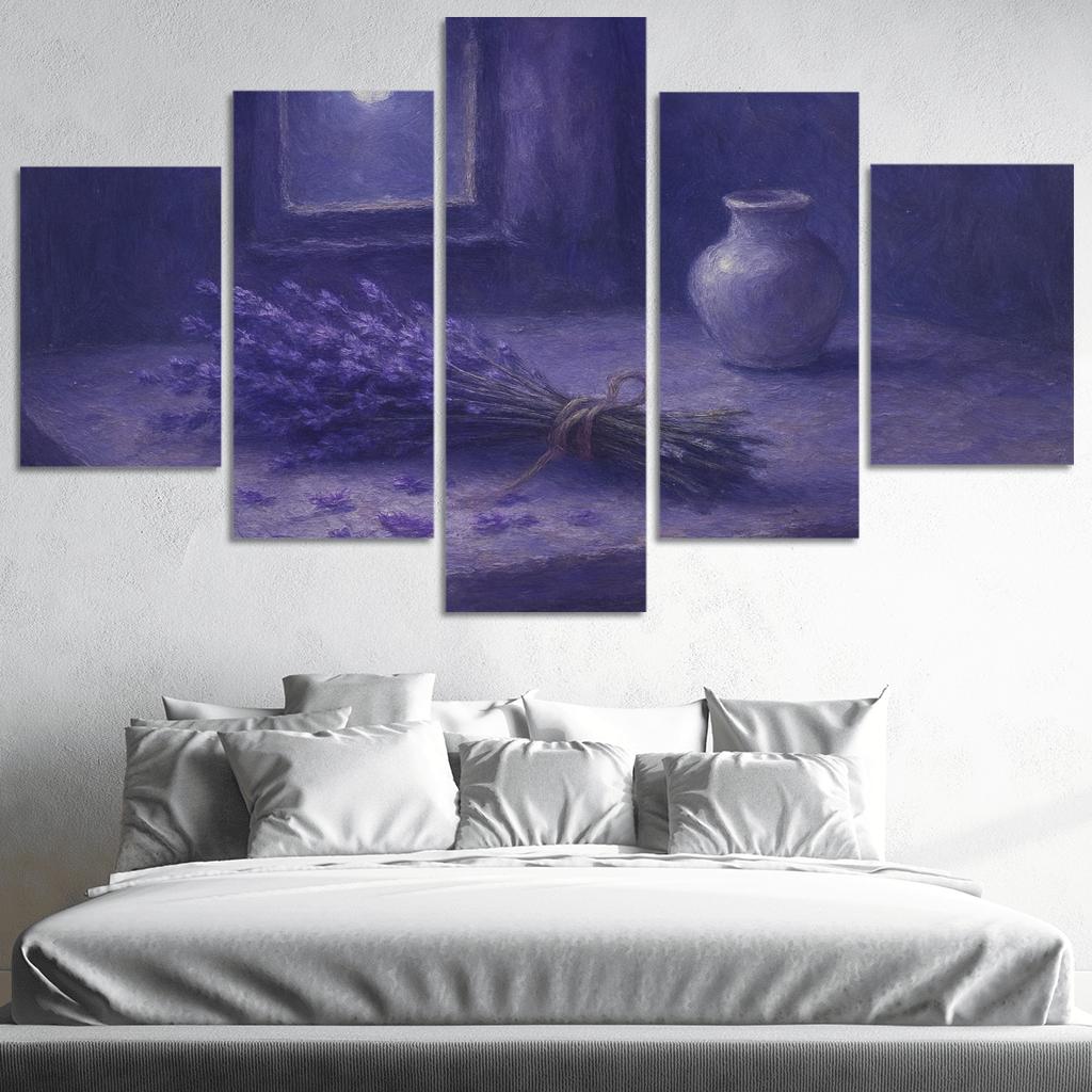 Moonlit Lavender Atelier abstract paintings frame