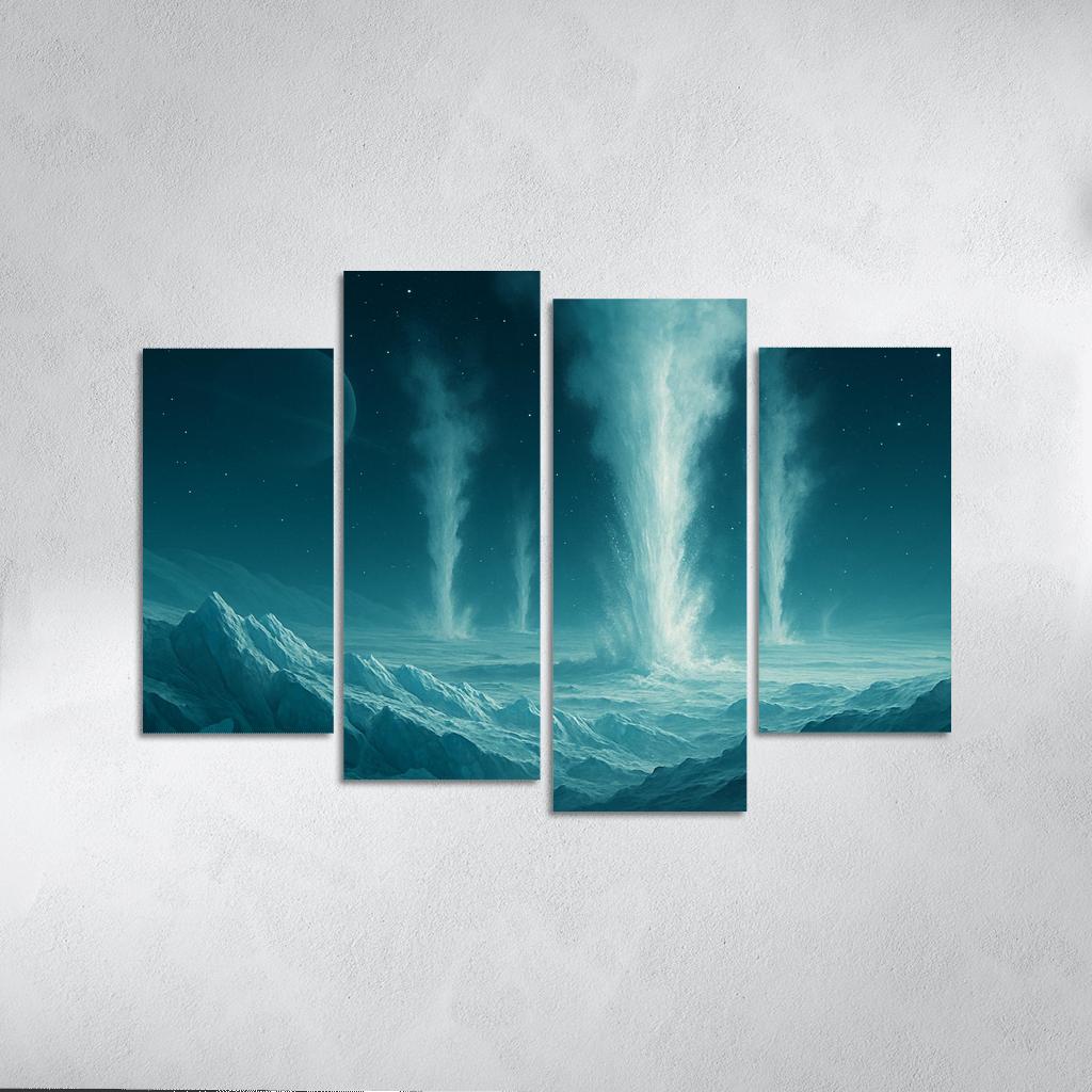 Cryovolcanism On Icy Dwarf Worlds multi-panel paintings