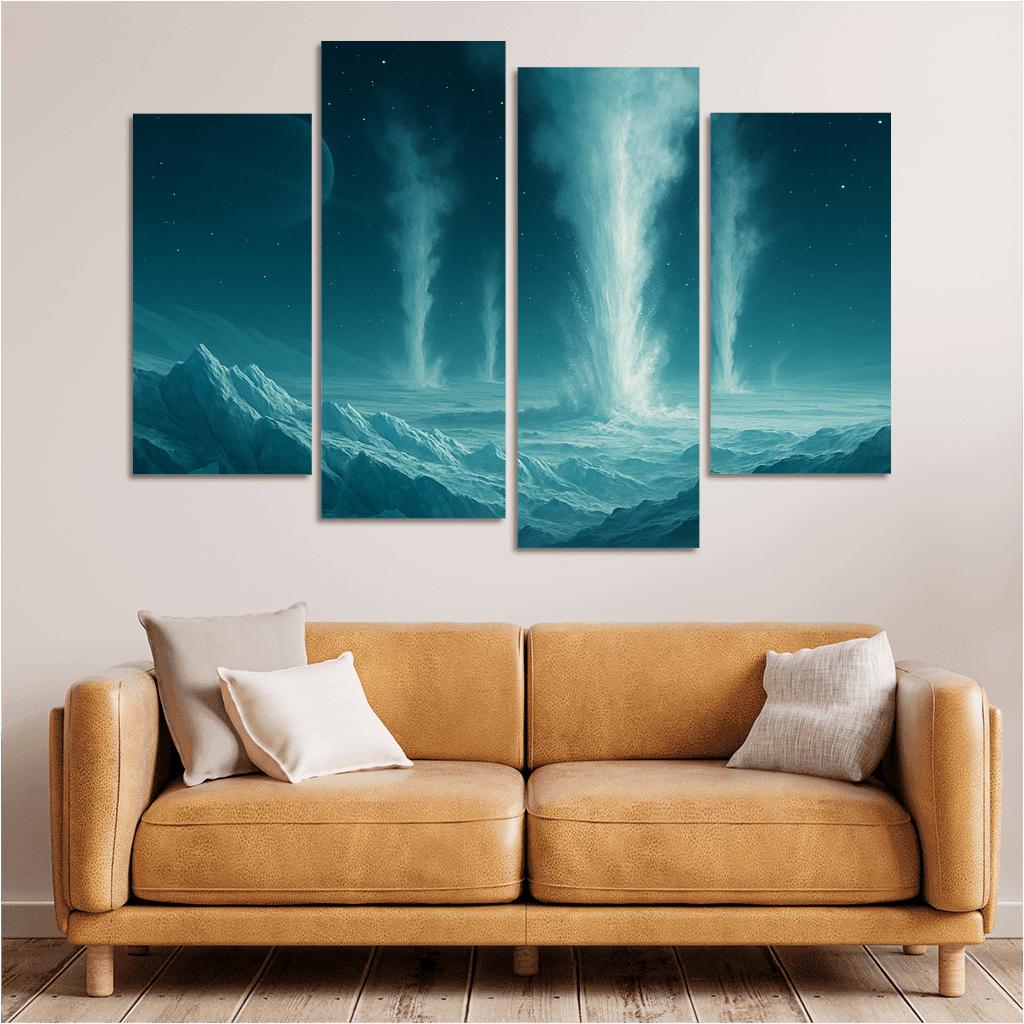 Cryovolcanism On Icy Dwarf Worlds multi-panel paintings