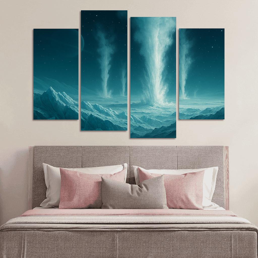 Cryovolcanism On Icy Dwarf Worlds multi-panel paintings
