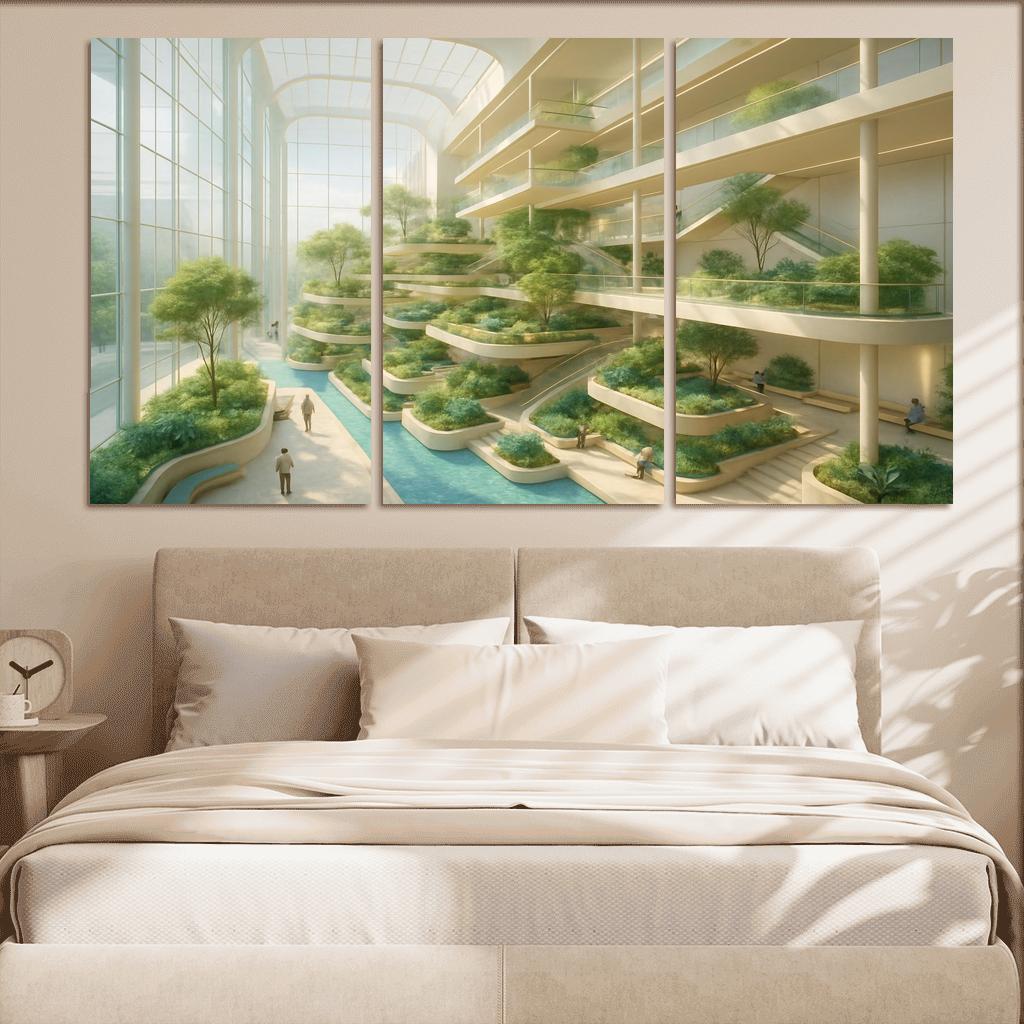 Luminous Terraced Atrium oil paintings frame