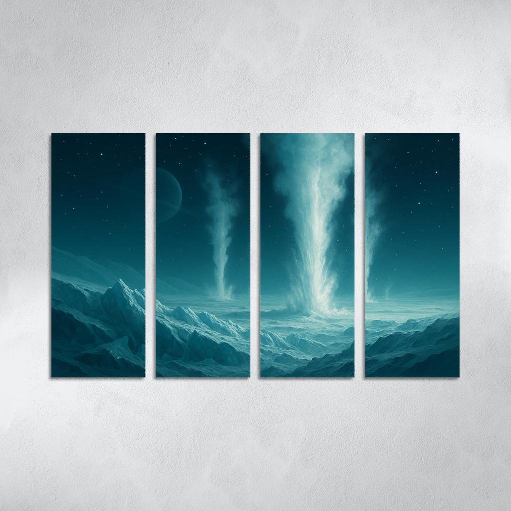 Cryovolcanism On Icy Dwarf Worlds multi-panel paintings