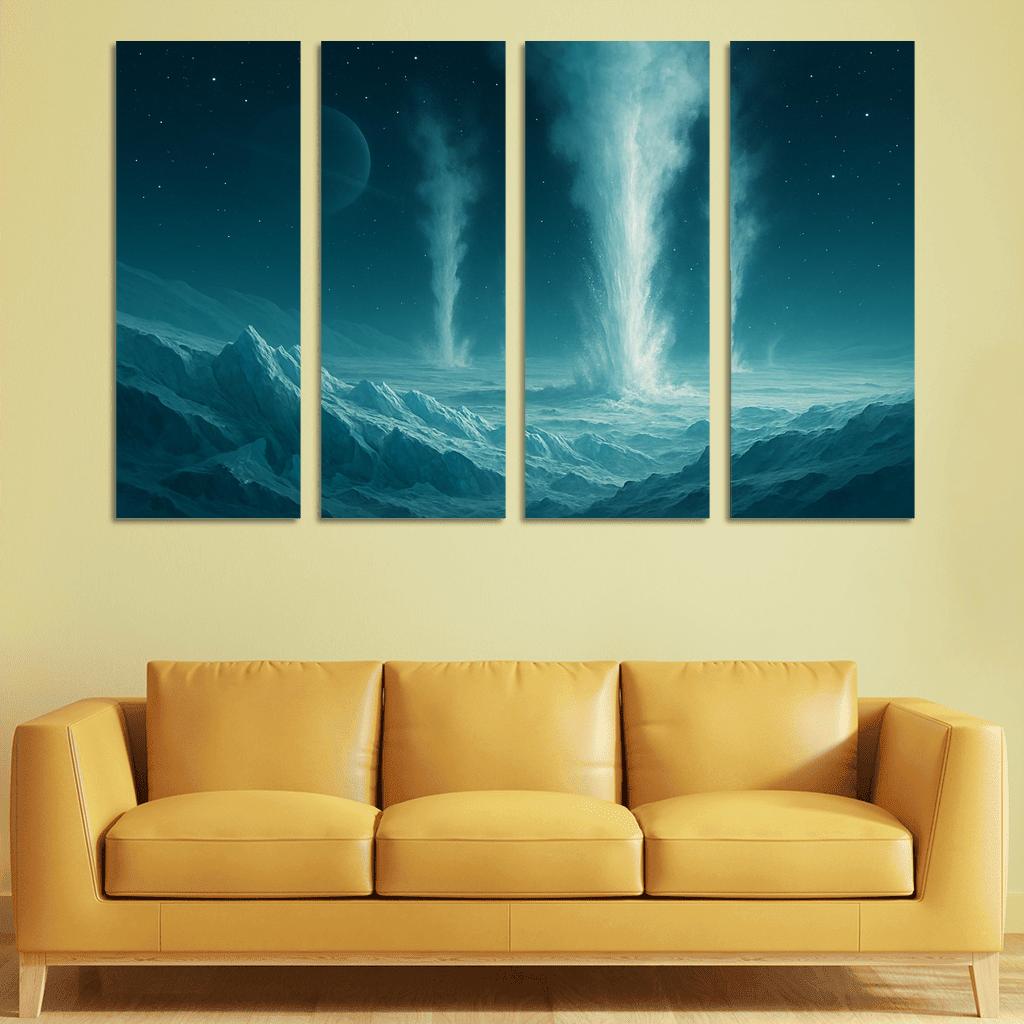 Cryovolcanism On Icy Dwarf Worlds multi-panel paintings