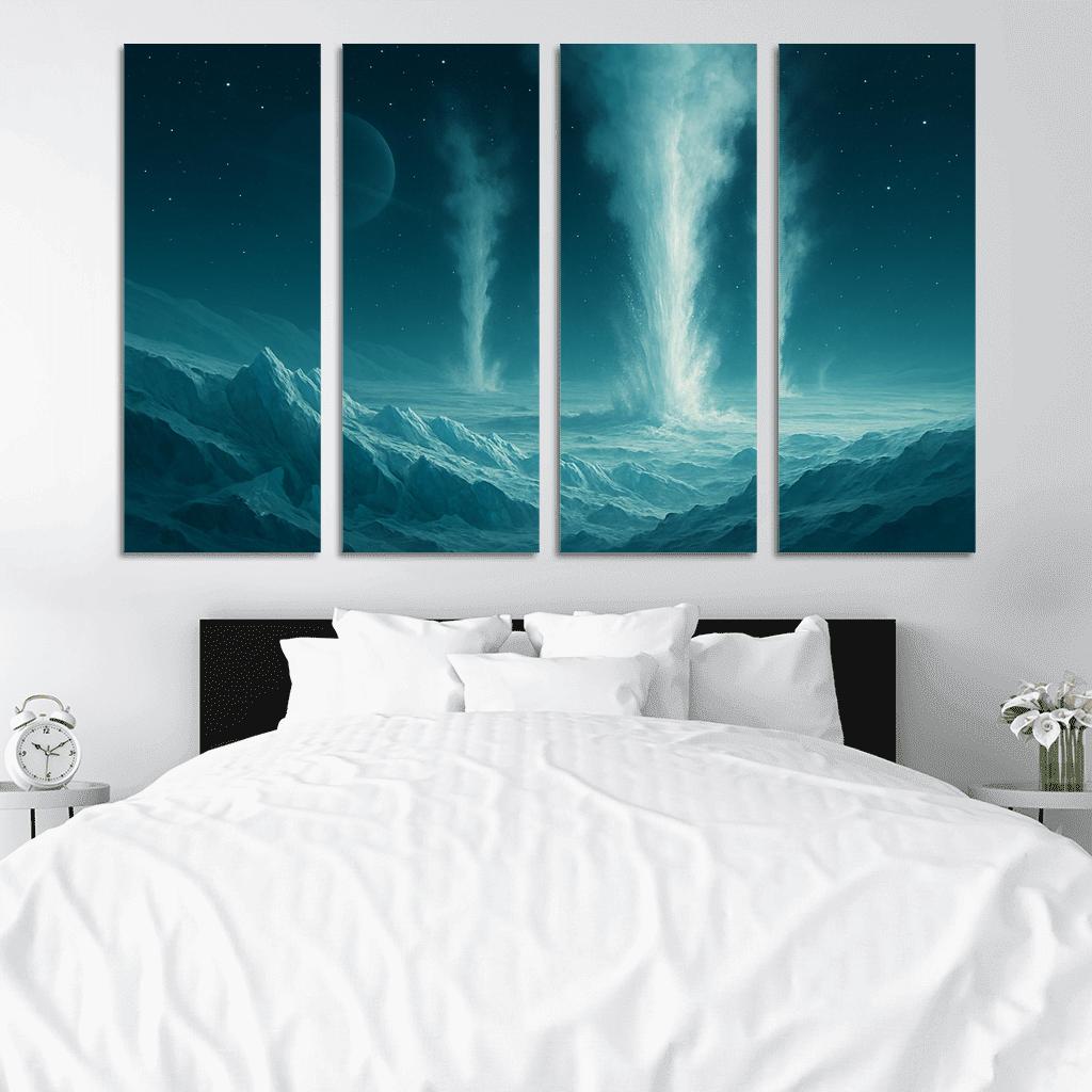 Cryovolcanism On Icy Dwarf Worlds multi-panel paintings