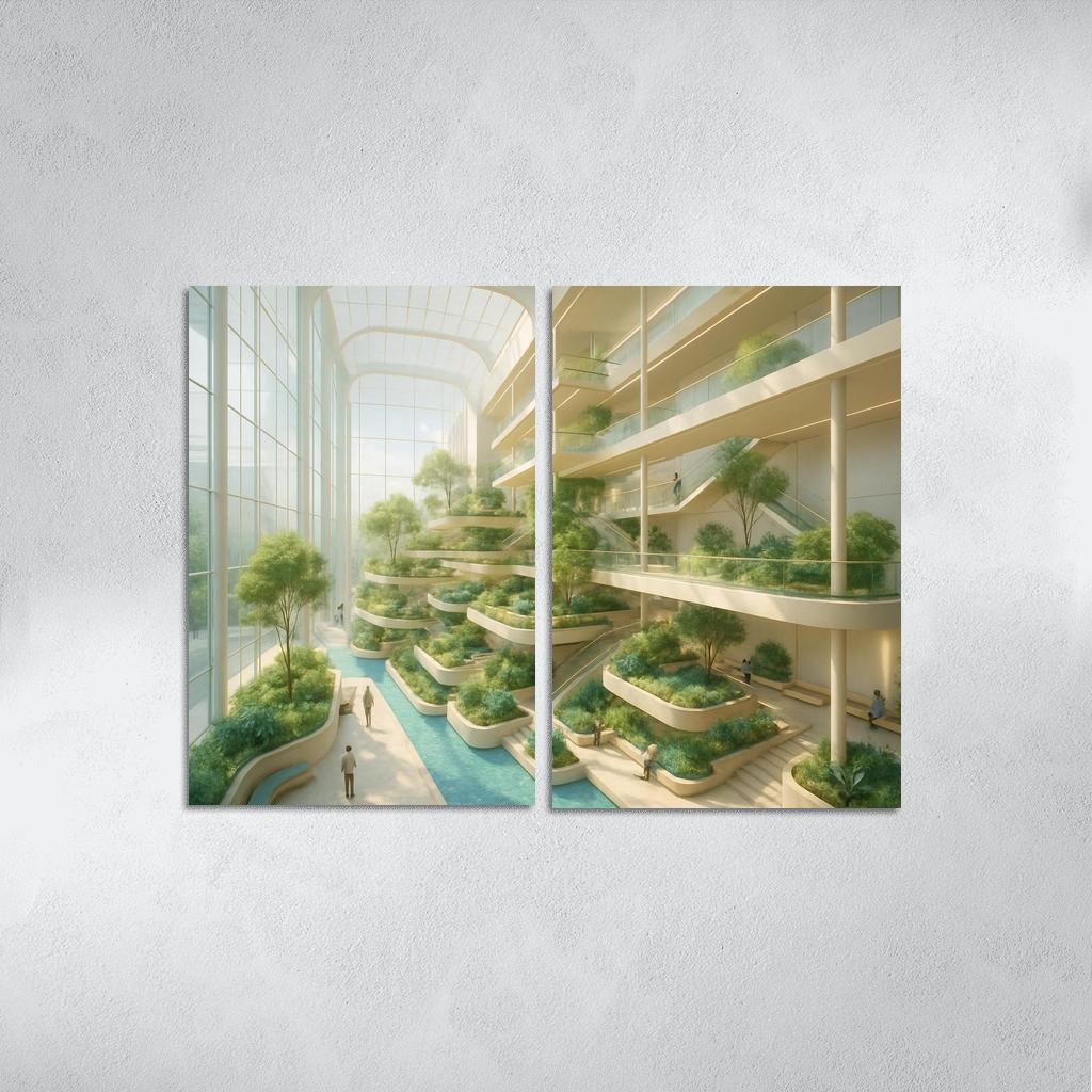 Luminous Terraced Atrium oil paintings frame