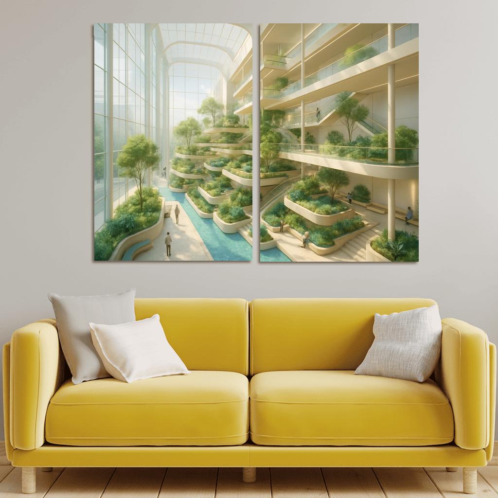 Luminous Terraced Atrium oil paintings frame