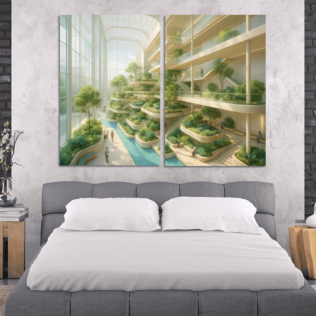 Luminous Terraced Atrium oil paintings frame