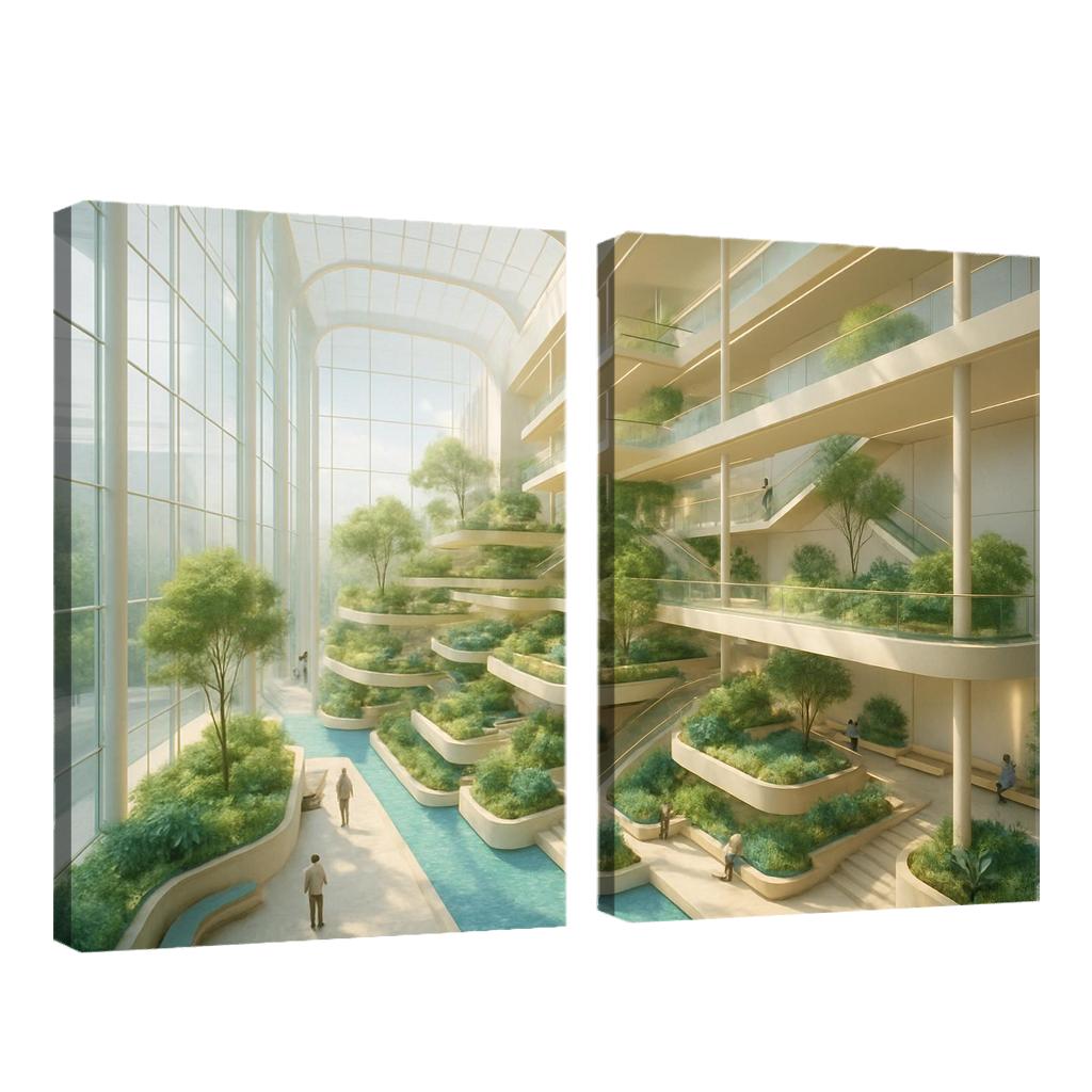 Luminous Terraced Atrium oil paintings frame