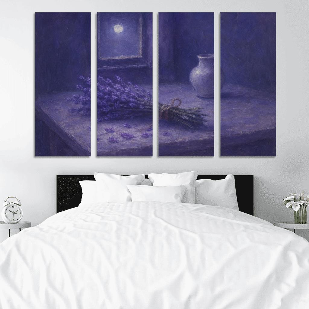 Moonlit Lavender Atelier abstract paintings frame