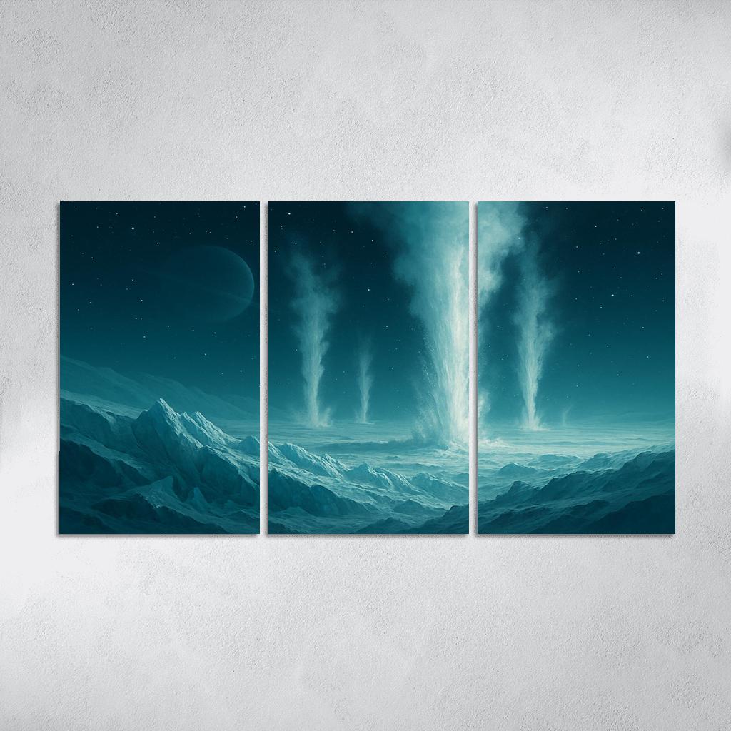 Cryovolcanism On Icy Dwarf Worlds multi-panel paintings