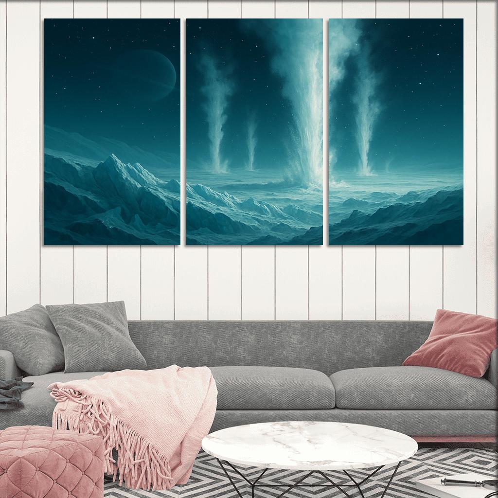 Cryovolcanism On Icy Dwarf Worlds multi-panel paintings
