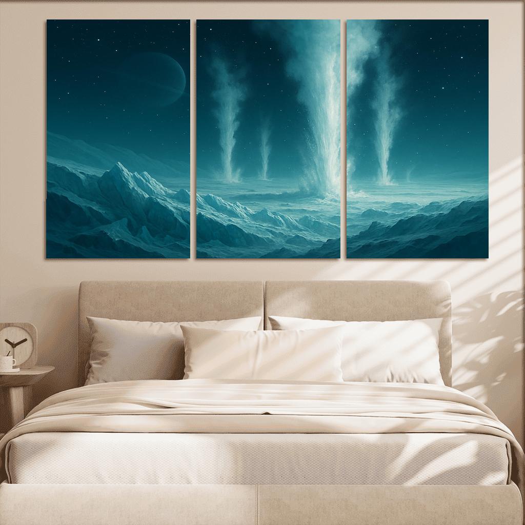 Cryovolcanism On Icy Dwarf Worlds multi-panel paintings