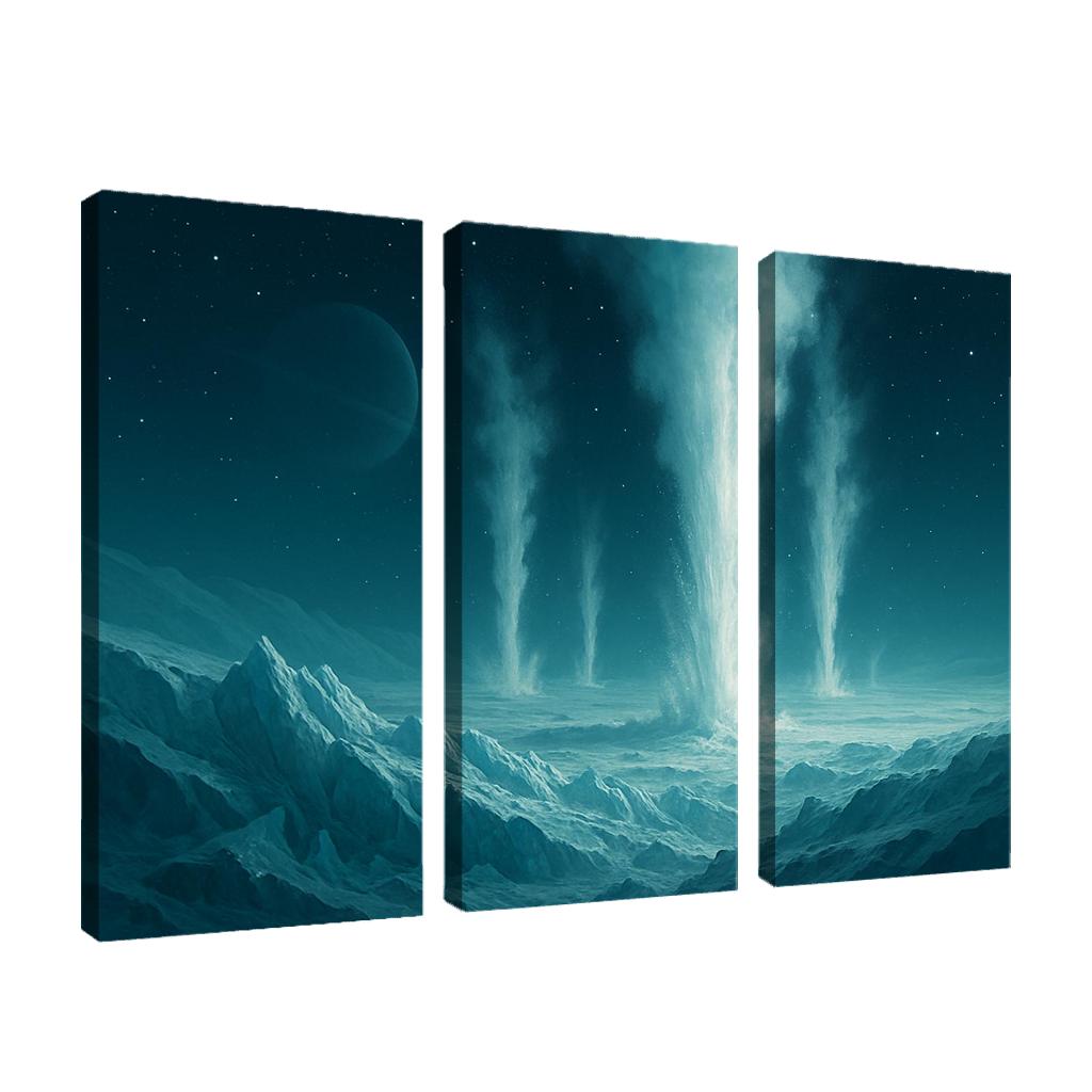 Cryovolcanism On Icy Dwarf Worlds multi-panel paintings