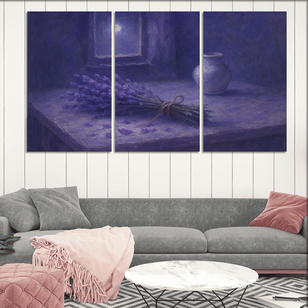 Moonlit Lavender Atelier abstract paintings frame