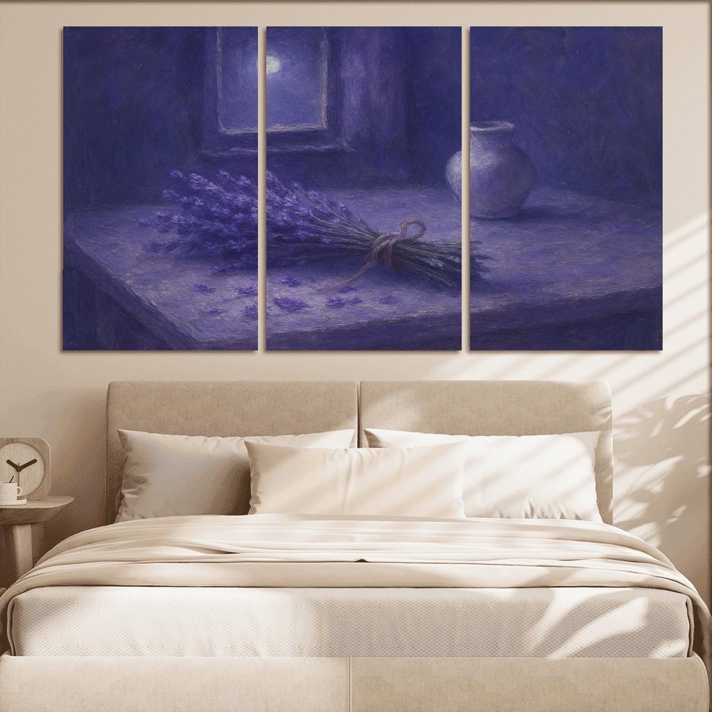 Moonlit Lavender Atelier abstract paintings frame