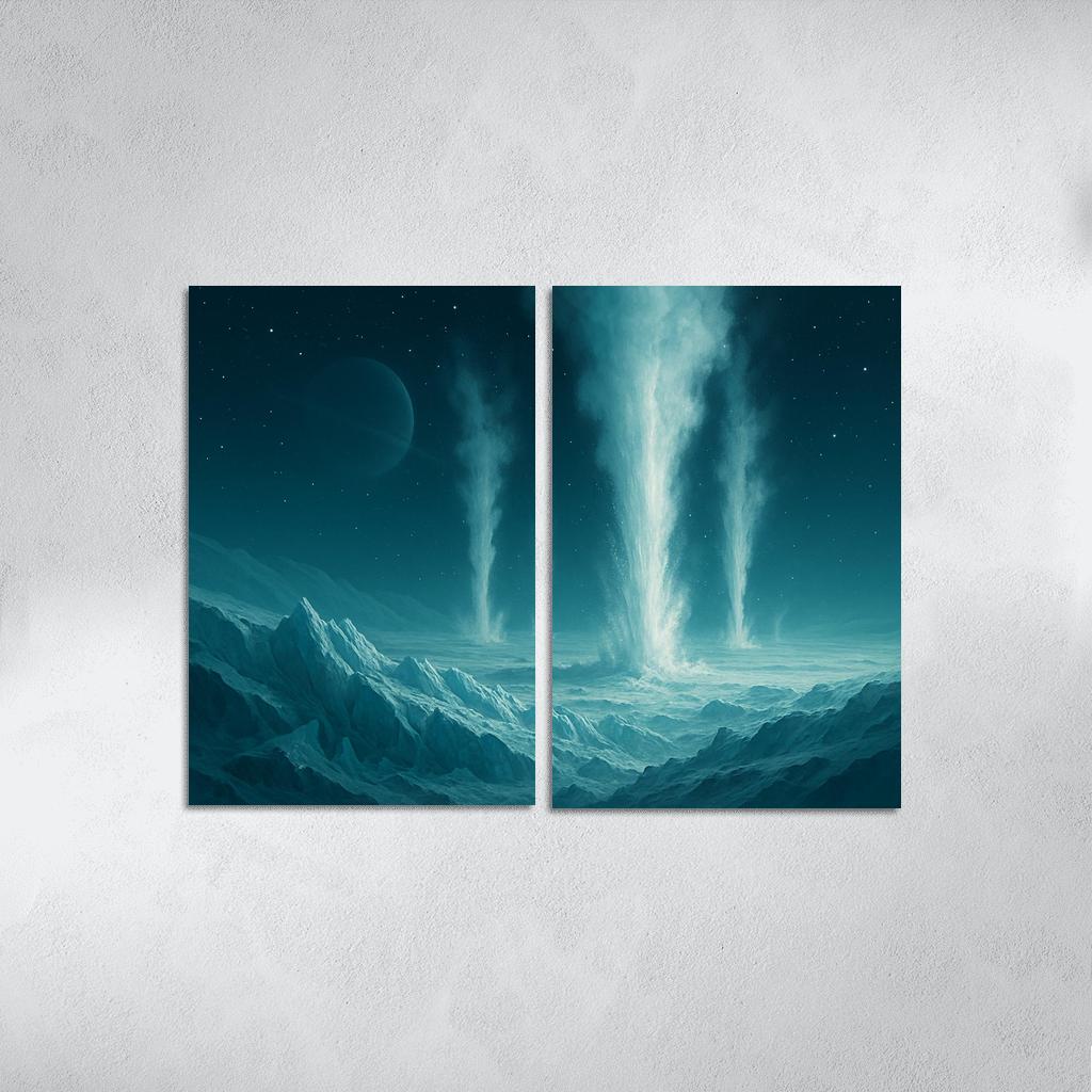 Cryovolcanism On Icy Dwarf Worlds multi-panel paintings