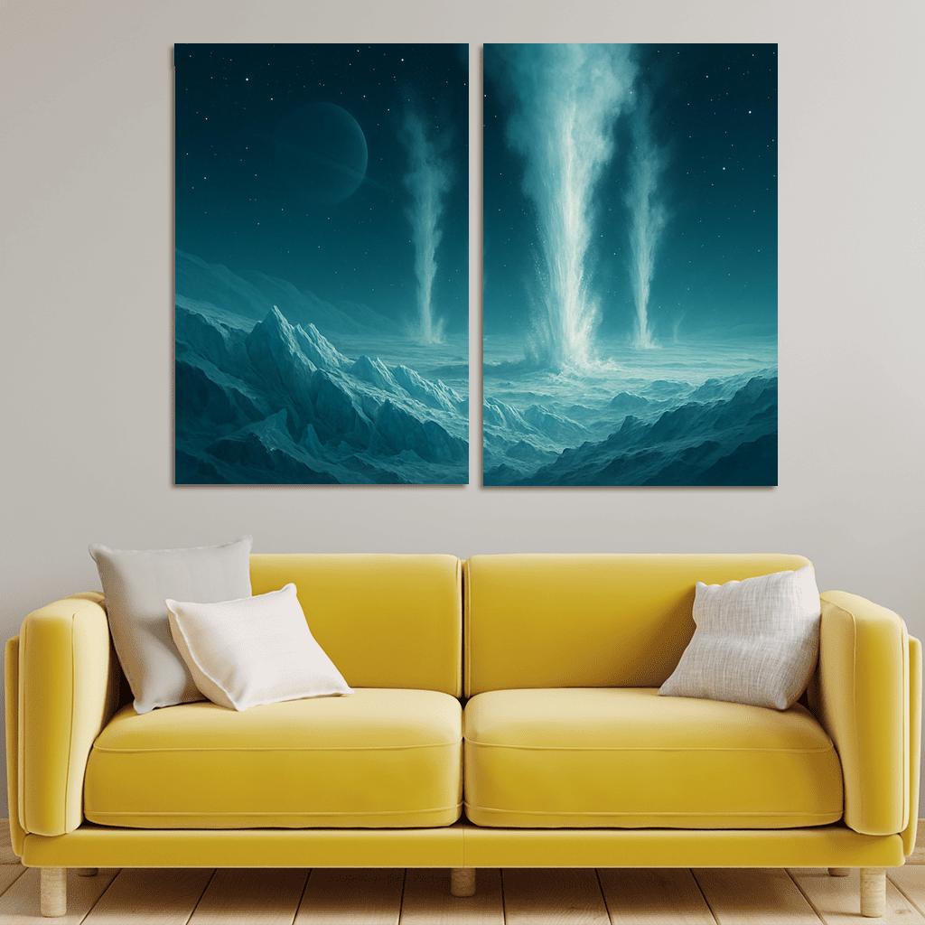 Cryovolcanism On Icy Dwarf Worlds multi-panel paintings