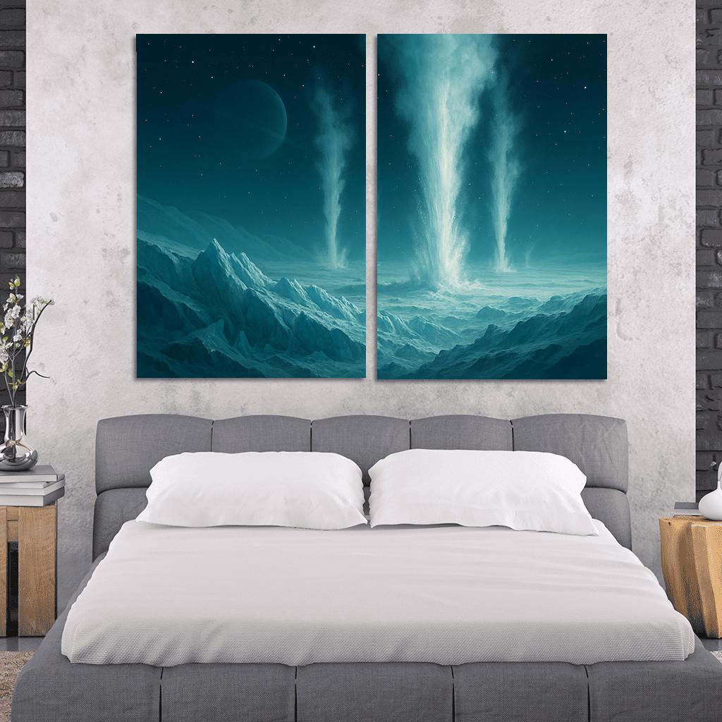 Cryovolcanism On Icy Dwarf Worlds multi-panel paintings