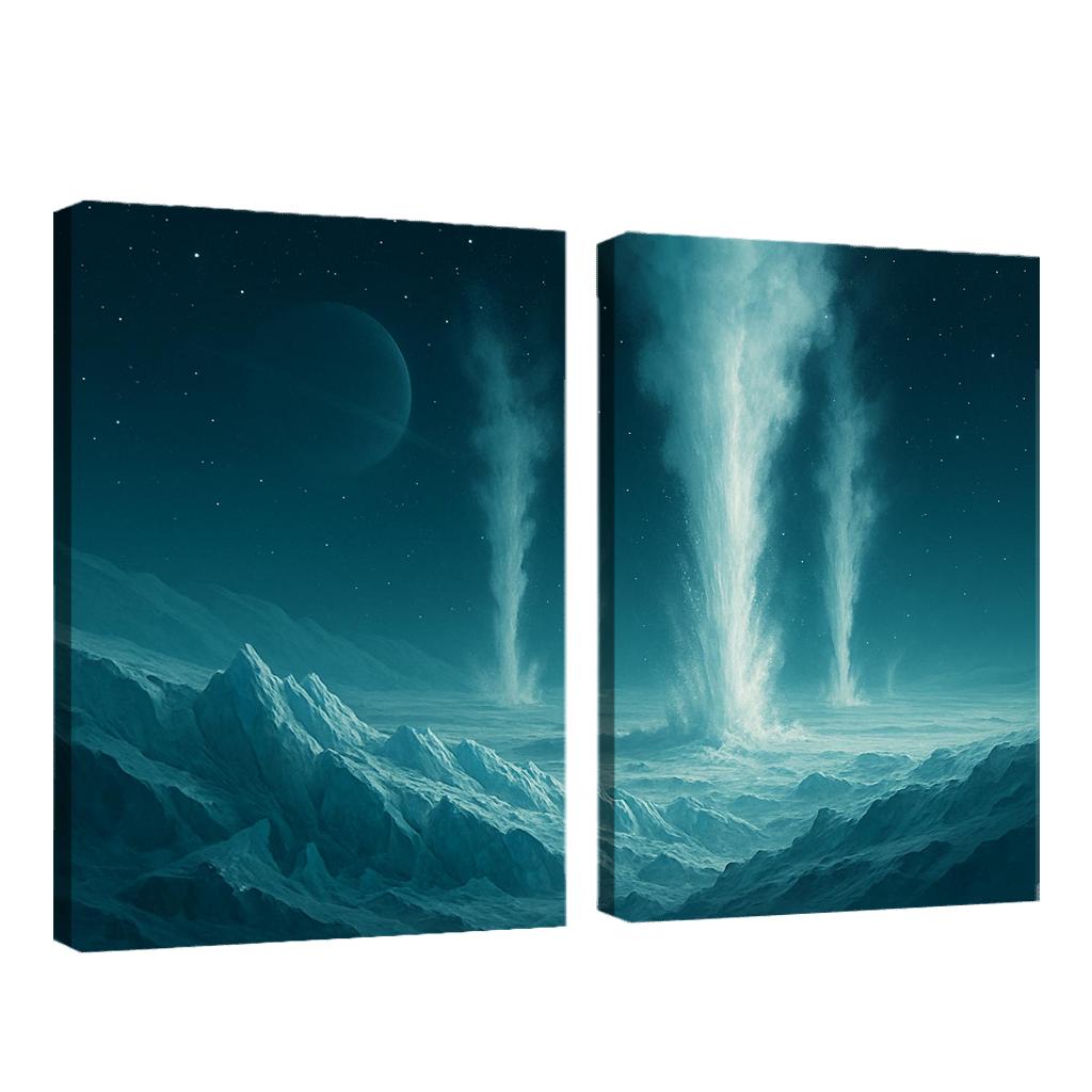 Cryovolcanism On Icy Dwarf Worlds multi-panel paintings