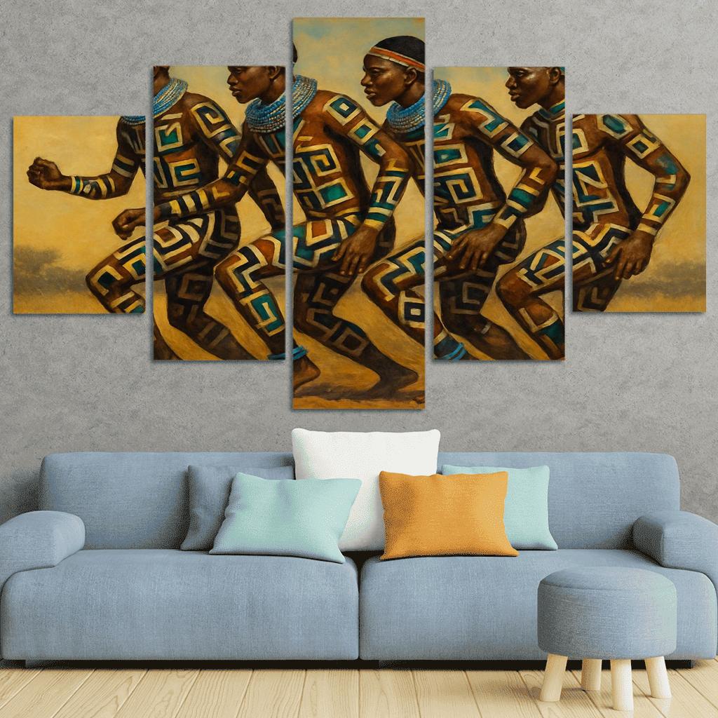 Ndebele Painted Rhythm modern paintings frame