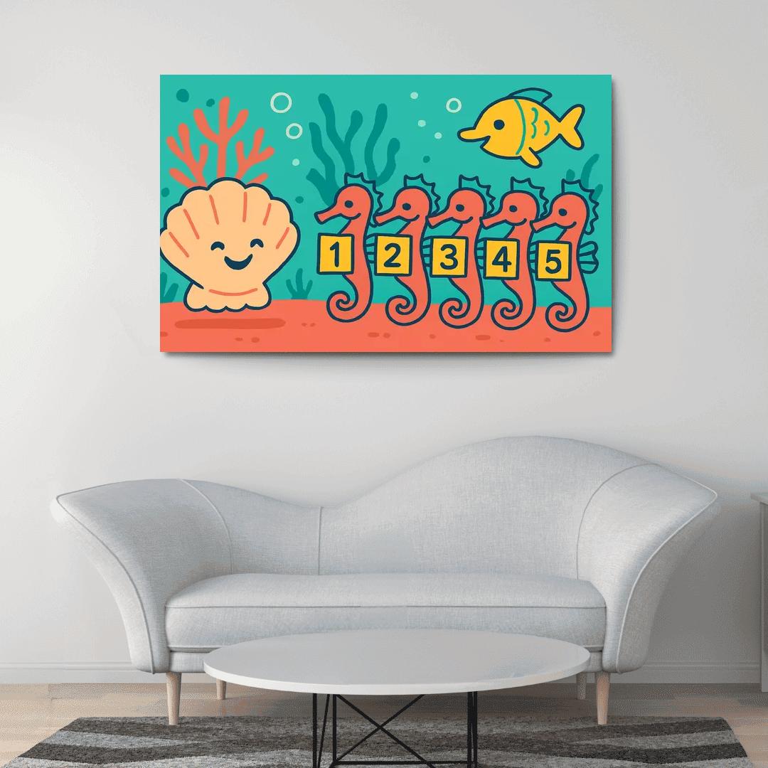 Coral School Of Counting Seahorses decor