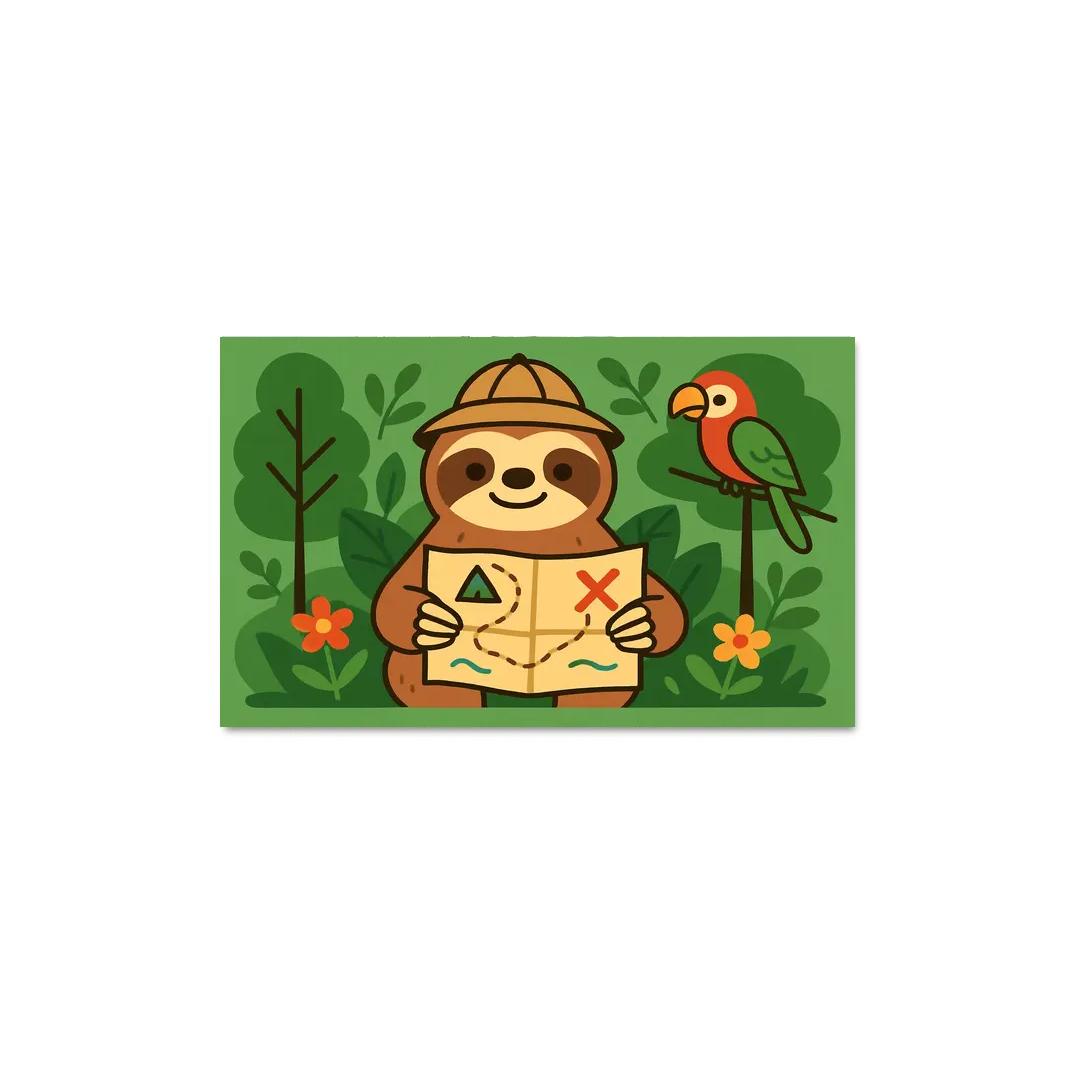 Jungle Explorer Sloth With Map premium artwork frames