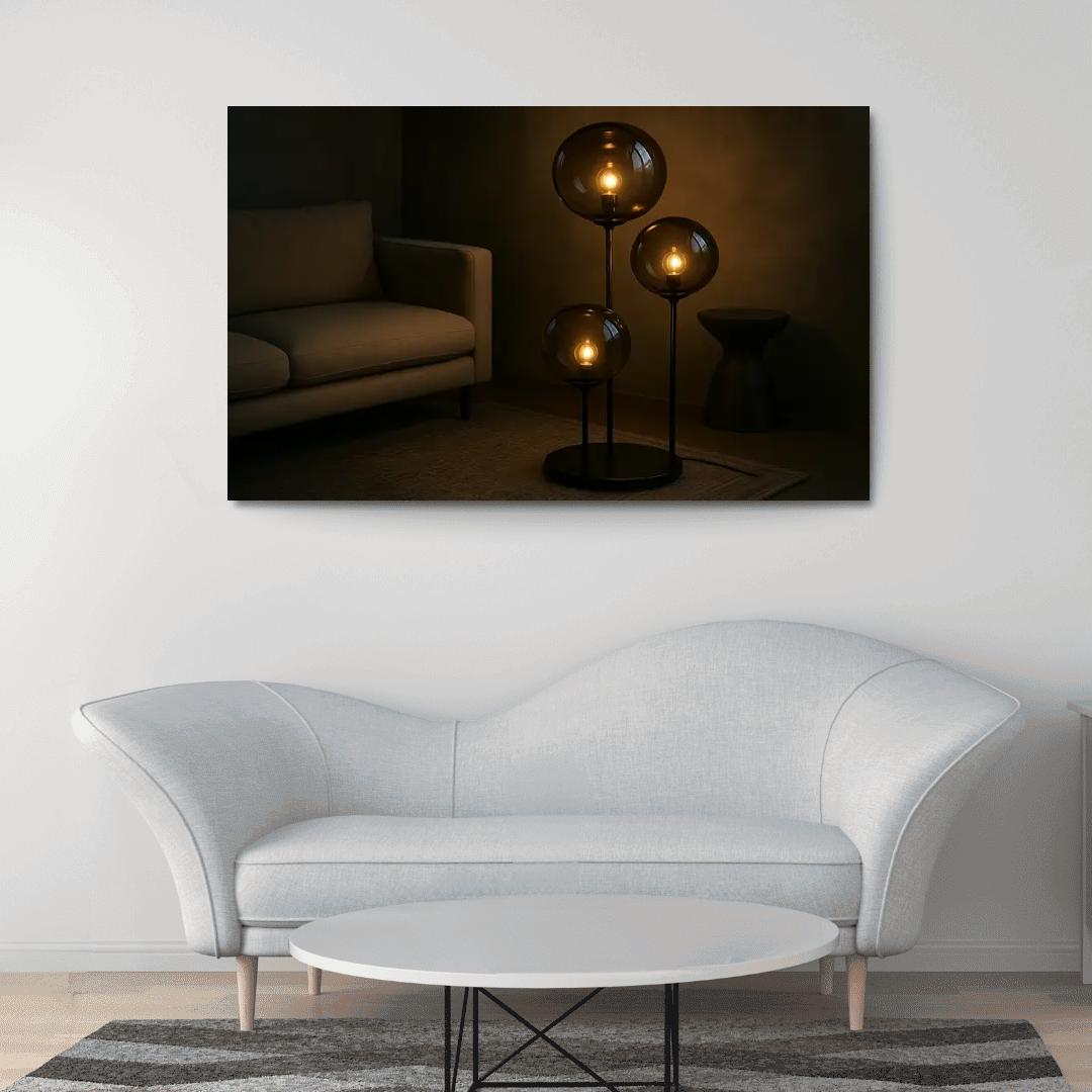 Handblown Smoke Glass Orb Floor Lamp home decor