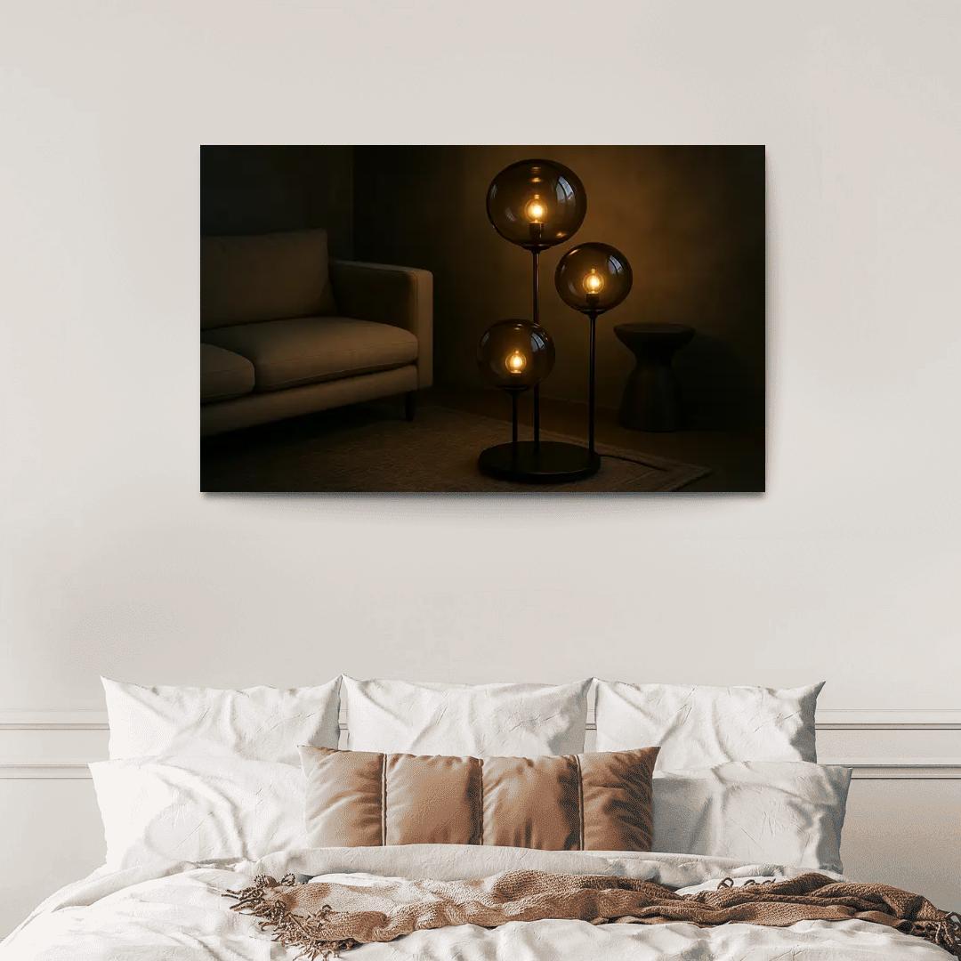 Handblown Smoke Glass Orb Floor Lamp home decor