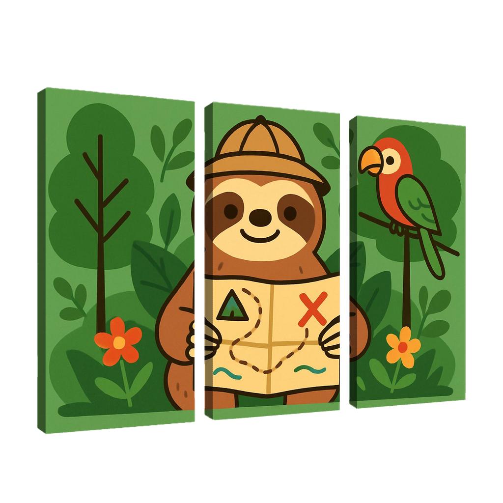 Jungle Explorer Sloth With Map premium artwork frames