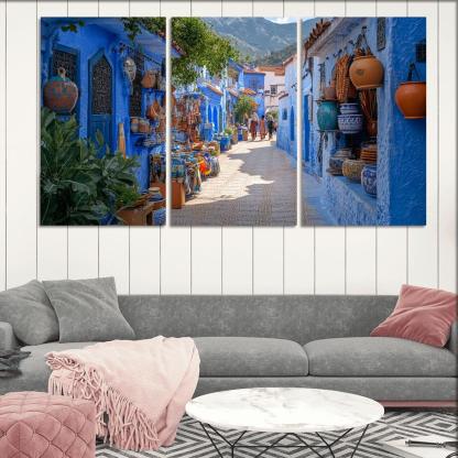 Chefchaouen Blue Medina oil paintings frame