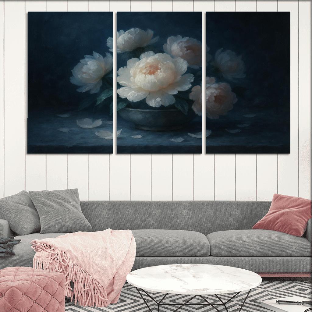 Moonlit Peony Tableau wall art