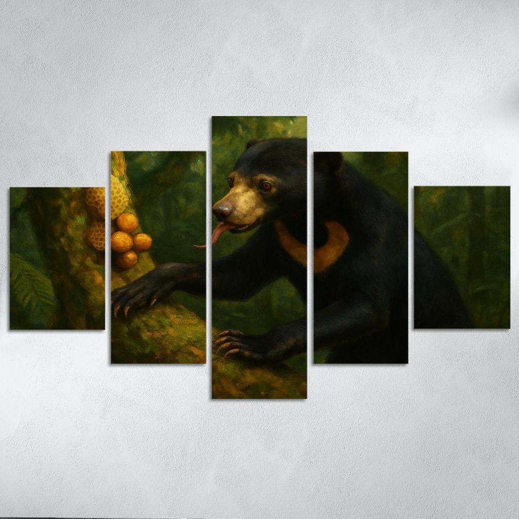 Sun Bear Foraging In Borneo Understory custom paintings frame