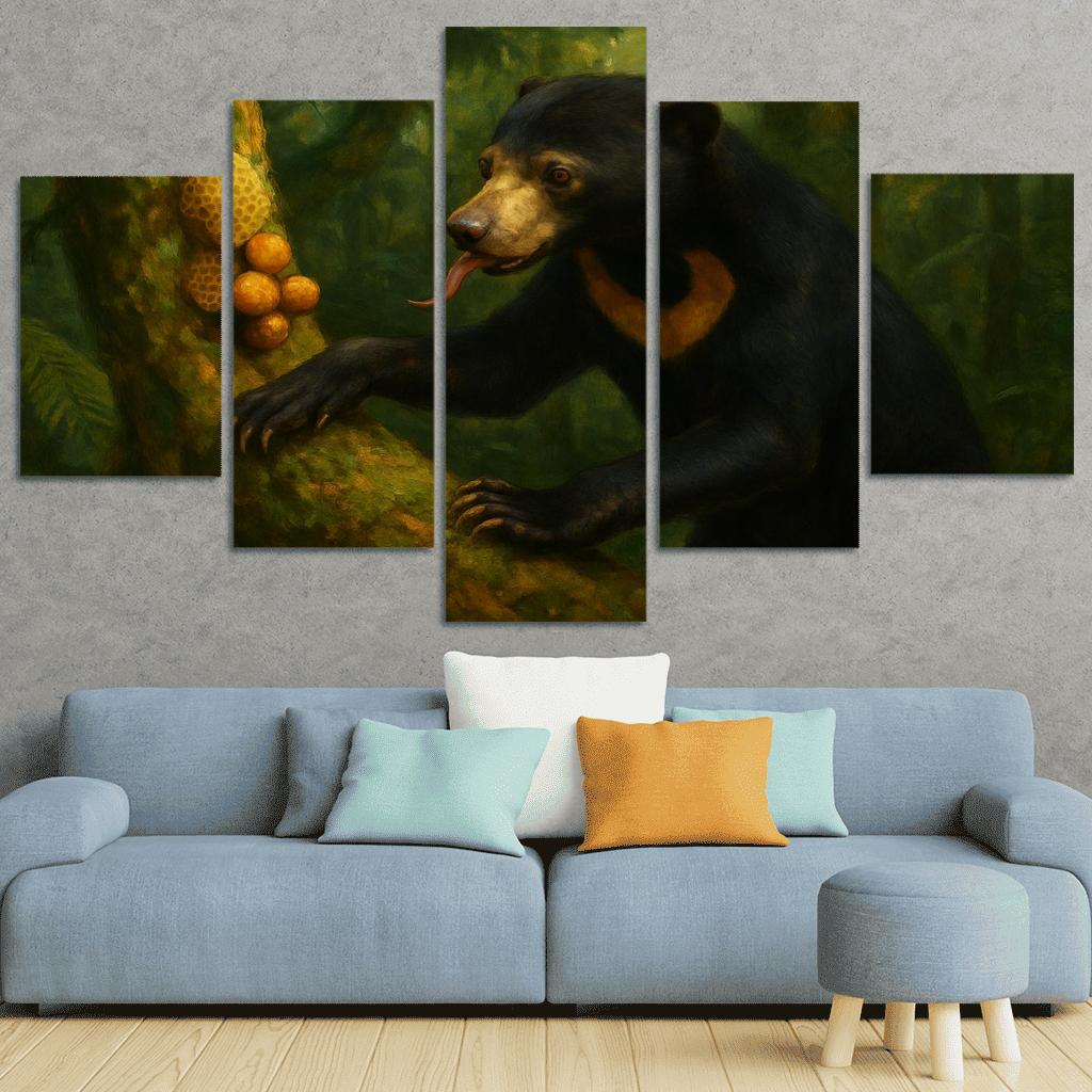 Sun Bear Foraging In Borneo Understory custom paintings frame
