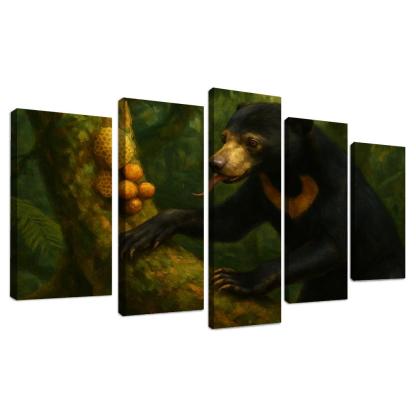 Sun Bear Foraging In Borneo Understory custom paintings frame