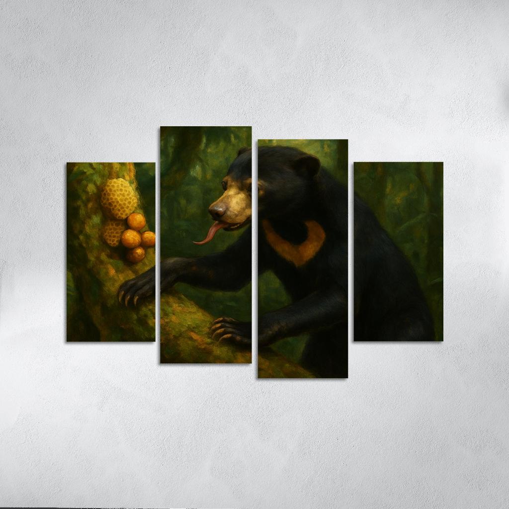 Sun Bear Foraging In Borneo Understory custom paintings frame