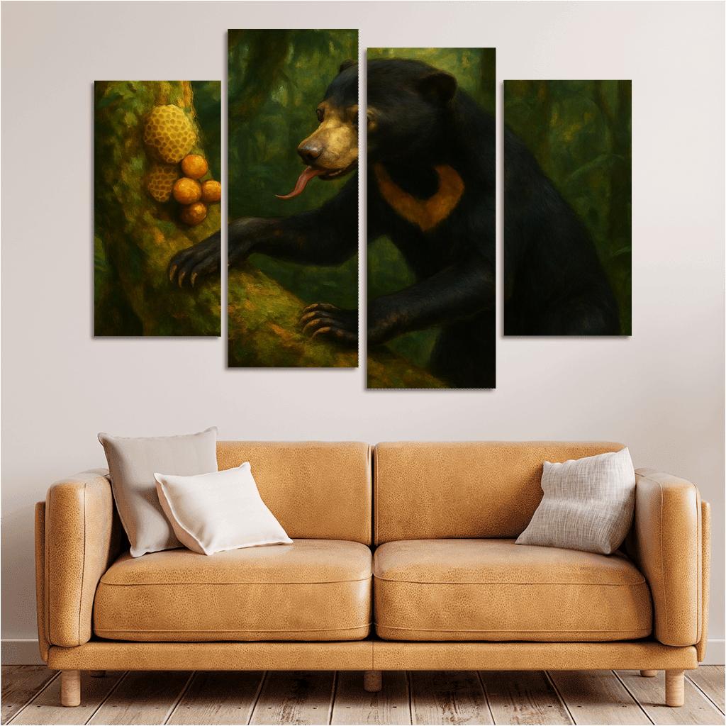 Sun Bear Foraging In Borneo Understory custom paintings frame