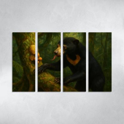 Sun Bear Foraging In Borneo Understory custom paintings frame
