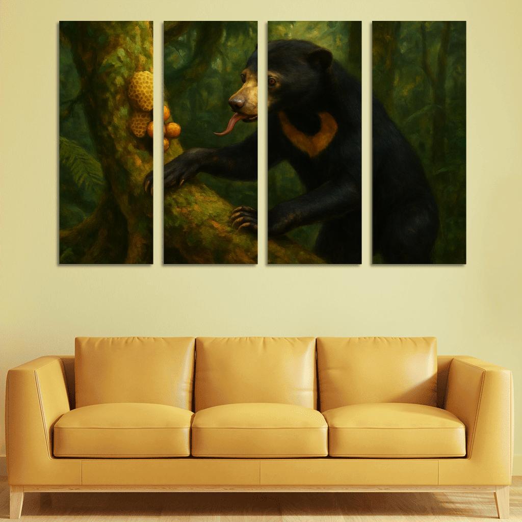 Sun Bear Foraging In Borneo Understory custom paintings frame
