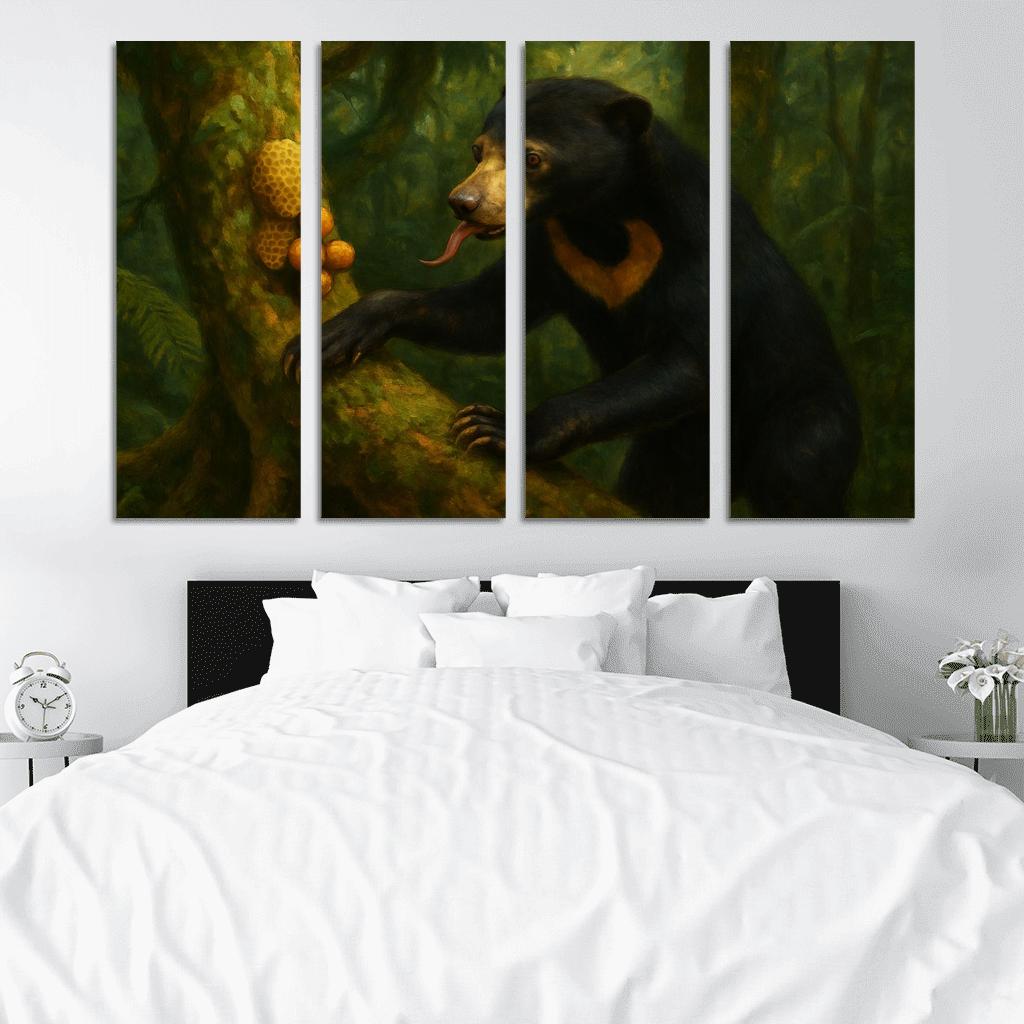 Sun Bear Foraging In Borneo Understory custom paintings frame