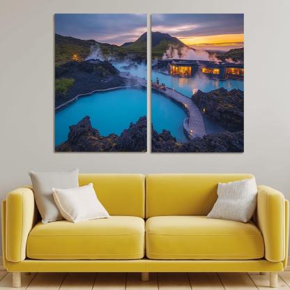 The Blue Lagoon multi-panel paintings