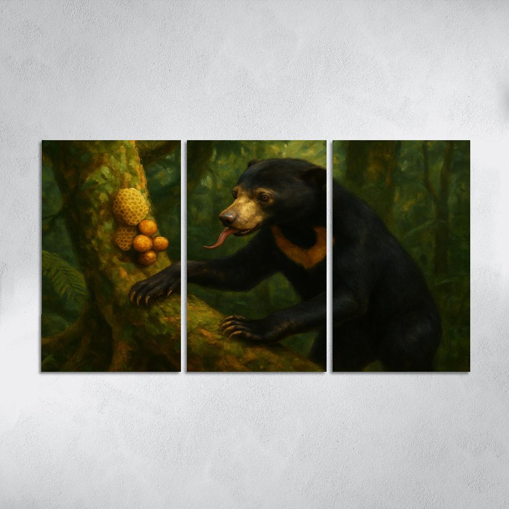 Sun Bear Foraging In Borneo Understory custom paintings frame