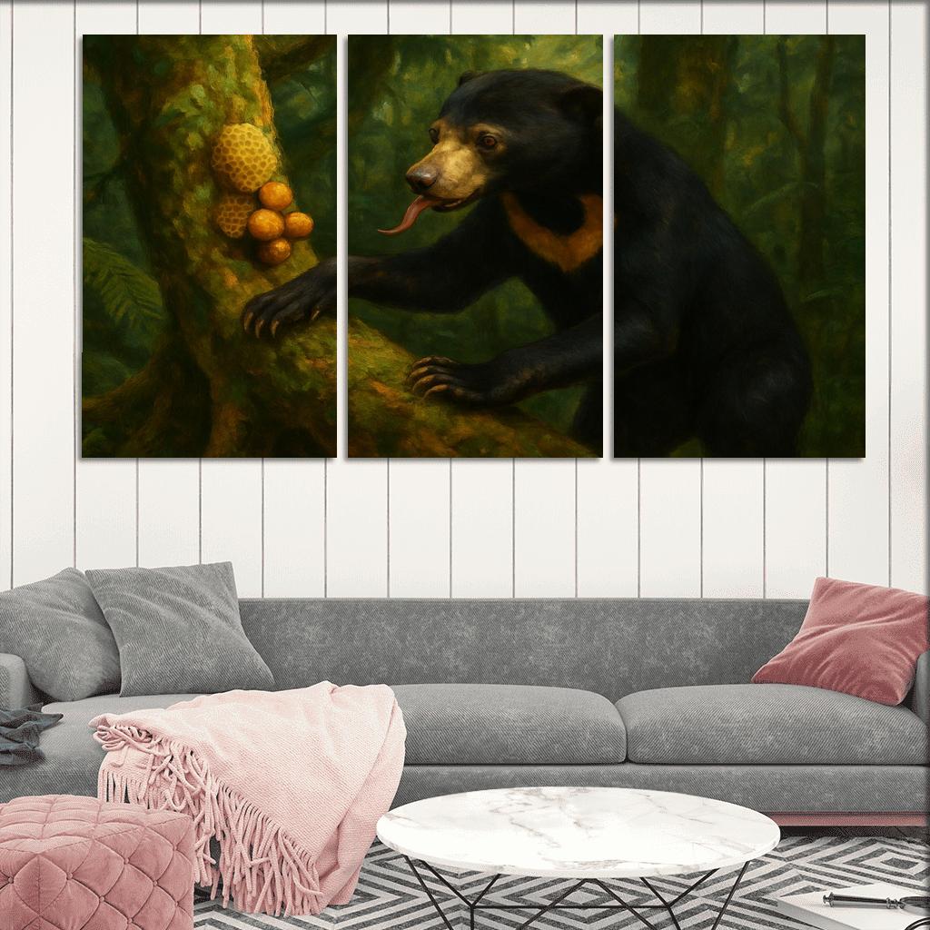 Sun Bear Foraging In Borneo Understory custom paintings frame
