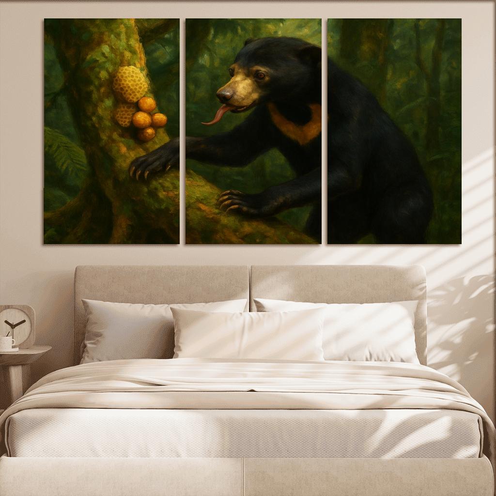 Sun Bear Foraging In Borneo Understory custom paintings frame