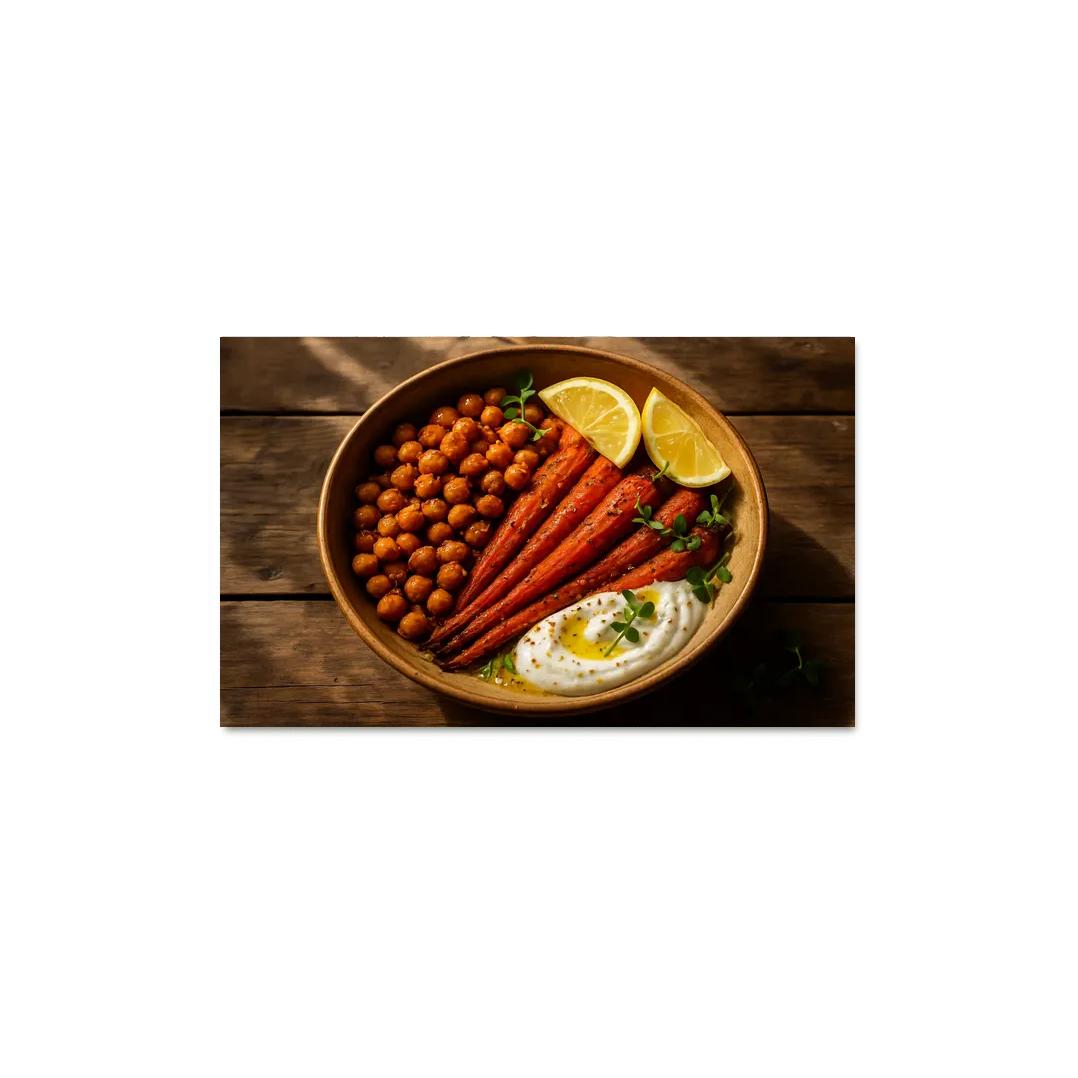Smoky Harissa Roasted Carrot And Chickpea Bowl decor