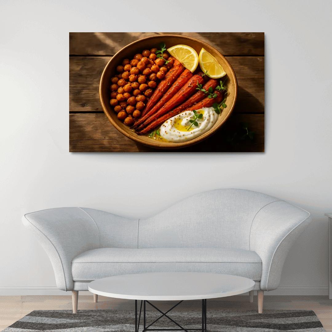 Smoky Harissa Roasted Carrot And Chickpea Bowl decor