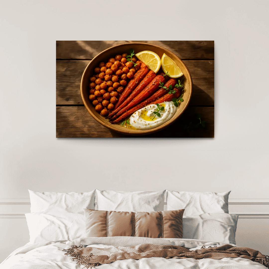Smoky Harissa Roasted Carrot And Chickpea Bowl decor