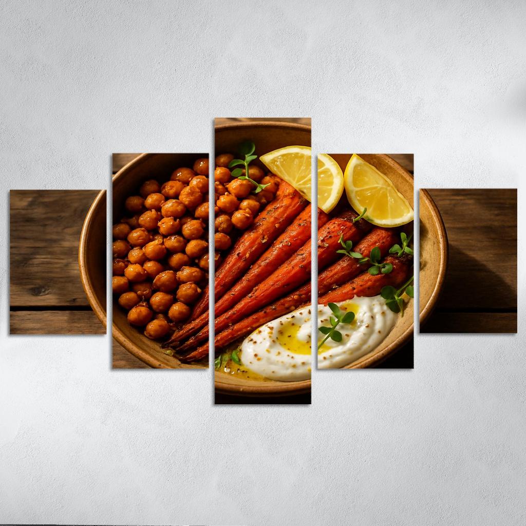 Smoky Harissa Roasted Carrot And Chickpea Bowl decor